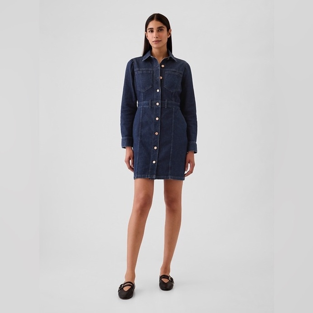 Gap Denim Mini Dress - Dark Blue Indigo
